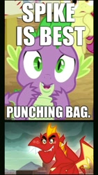Size: 941x1669 | Tagged: safe, derpibooru import, edit, edited screencap, screencap, garble, spike, dragon, abuse, background pony strikes again, downvote bait, edgy, go to sleep garble, op is a cuck, op is trying to start shit, shitposting, spikeabuse