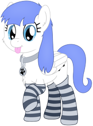 Size: 1212x1642 | Tagged: safe, artist:djdavid98, oc, oc only, oc:snow pup, pegasus, pony, 2020 community collab, :p, chest fluff, clothes, collar, derpibooru community collaboration, female, looking at you, raised hoof, simple background, socks, solo, striped socks, tongue out, transparent background