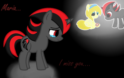 Size: 968x608 | Tagged: safe, artist:toy-foxy1, pony, crossover, crying, maria robotnik, ponified, sad, shadow the hedgehog, sonic the hedgehog (series)