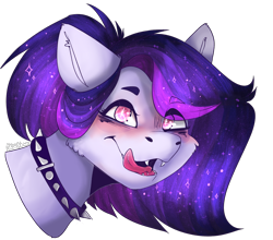 Size: 2054x1810 | Tagged: safe, artist:akiiichaos, oc, oc:alex, pony, bust, choker, female, mare, portrait, simple background, solo, spiked choker, tongue out, transparent background