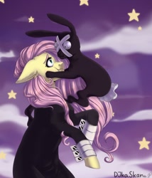 Size: 1280x1494 | Tagged: safe, artist:tigra0118, angel bunny, fluttershy, pegasus, pony, collaboration, anime, crona, crossover, digital art, female, soul eater