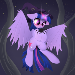 Size: 1024x1024 | Tagged: safe, artist:posionjoke, derpibooru import, twilight sparkle, twilight sparkle (alicorn), alicorn, blushing, halloween, hat, holiday, solo, spooky, witch hat