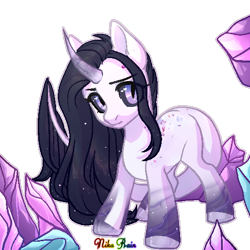 Size: 512x512 | Tagged: safe, artist:nika-rain, derpibooru import, oc, oc only, pony, unicorn, chibi, commission, curved horn, horn, pixel art, simple background, solo, three quarter view, transparent background