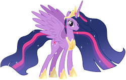 Size: 14622x9290 | Tagged: safe, artist:andoanimalia, princess twilight 2.0, twilight sparkle, twilight sparkle (alicorn), alicorn, pony, the last problem, absurd resolution, armor, crown, ethereal mane, female, hoof shoes, horn, jewelry, long horn, mare, older, older twilight, regalia, simple background, solo, sparkles, transparent background, vector