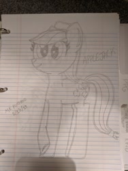 Size: 960x1280 | Tagged: safe, artist:nightshadowmlp, applejack, earth pony, pony, applejack's hat, cowboy hat, female, hat, lined paper, mare, smiling, solo, traditional art