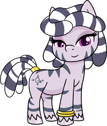 Size: 3263x3822 | Tagged: safe, alternate version, artist:poniidesu, oc, oc only, oc:zala, zebra, my little pony: pony life, /mlp/, 4chan, cute, female, filly, ocbetes, simple background, solo, transparent background