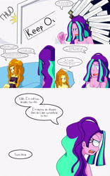 Size: 2000x3200 | Tagged: safe, artist:jake heritagu, derpibooru import, adagio dazzle, aria blaze, comic:aria's archives, equestria girls, clothes, comic, keep out, sofa, vulgar