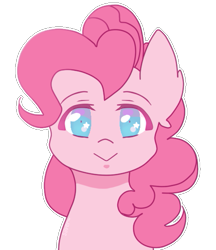 Size: 471x545 | Tagged: safe, artist:silvah-chan, derpibooru import, pinkie pie, earth pony, pony, :>, bust, cute, diapinkes, ear fluff, female, looking at you, mare, portrait, simple background, solo, starry eyes, transparent background, wingding eyes