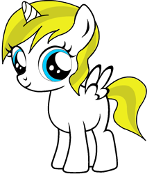 Size: 841x949 | Tagged: safe, artist:anonymous, edit, alicorn, pony, /mlpol/, aryan pony, cute, female, filly, horn, looking, smiling, standing, wings