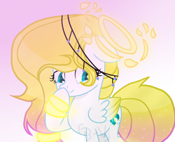 Size: 1024x835 | Tagged: safe, artist:blue-versper, derpibooru import, oc, oc:angel light, pegasus, pony, female, halo, mare, solo