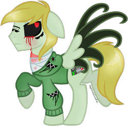 Size: 735x722 | Tagged: safe, artist:nightmarelunafan, pony, ben, ben drowned, blood, creepypasta, crossover, matryoshka, nintendo entertainment system, ponified, the legend of zelda