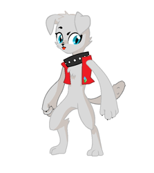 Size: 708x794 | Tagged: safe, derpibooru exclusive, edit, editor:proto29, oc, oc only, oc:roxy, anthro, diamond dog, digitigrade anthro, adopted offspring, female, next generation, parent:rarity, parent:spike, parents:sparity, redesign, simple background, solo, white background