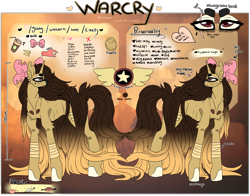 Size: 6000x4699 | Tagged: safe, artist:fluffideer, oc, oc only, oc:warcry, pony, unicorn, bow, colored hooves, female, freckles, hair bow, hair over one eye, horn, long mane, mare, reference sheet, unicorn oc