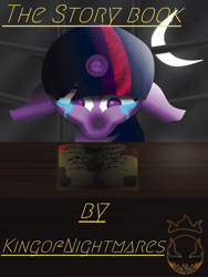 Size: 1200x1600 | Tagged: safe, artist:kingway1995, twilight sparkle, pony, unicorn, book, crying, desk, moon, sad, window