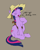 Size: 1126x1399 | Tagged: safe, artist:almar, derpibooru import, twilight sparkle, cardboard, dialogue, ear piercing, earring, eyes closed, hat, jewelry, kuce z bronksu, piercing, polish, saddle, sitting, solo, straw hat, tack