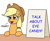 Size: 1100x900 | Tagged: safe, artist:mkogwheel edits, edit, applejack, earth pony, pony, friendship is witchcraft, applejack's hat, applejack's sign, cowboy hat, hat, howdy, meme, sign, talk about eye candy, text