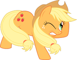 Size: 981x770 | Tagged: safe, artist:silentazrael, applejack, earth pony, pony, female, mare, one eye closed, simple background, solo, transparent background, vector