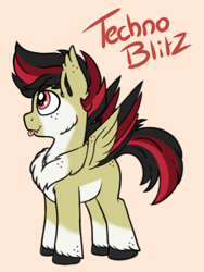 Size: 768x1024 | Tagged: safe, artist:rubysplash2018, derpibooru import, oc, oc:techno blitz, bat pony, hybrid, pegasus, pony, baby, baby pony, foal, fuffy, solo