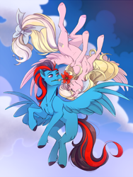 Size: 2144x2848 | Tagged: safe, artist:1an1, oc, oc only, oc:andrew swiftwing, oc:bay breeze, pegasus, pony, female, flower, male, shipping, straight