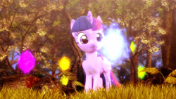 Size: 3840x2160 | Tagged: safe, artist:backmaker, derpibooru import, twilight sparkle, twilight sparkle (alicorn), alicorn, pony, 3d, forest, forest fantasy, magical, solo, source filmmaker