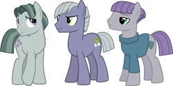 Size: 4024x2000 | Tagged: safe, artist:whalepornoz, derpibooru import, bronze berry, keyser berry, limestone pie, marble pie, maud pie, maulder berry, earth pony, pony, berry brothers, clothes, cute, grin, limabetes, male, marblebetes, maudabetes, pie sisters, rule 63, rule63betes, shirt, shy, siblings, simple background, smiling, stallion, standing, transparent background