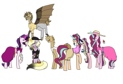 Size: 8220x5669 | Tagged: safe, artist:icey-wicey-1517, artist:moonlight0shadow0, color edit, edit, dinky hooves, oc, oc:clockwork (ice1517), oc:dawn light (ice1517), oc:dusk fire (ice1517), oc:evening glitter, oc:shadow shine, oc:tinker (ice1517), cyborg, earth pony, pegasus, pony, unicorn, collaboration, absurd resolution, amputee, artificial wings, augmented, blushing, brother and sister, clothes, colored, crossed arms, cup, dress, drink, ear piercing, earring, female, flying, food, glasses, glowing horn, hat, horn, ice cream, ice cream cone, icey-verse, implied gay, implied shipping, jewelry, licking, magical lesbian spawn, male, mare, midriff, nose piercing, nose ring, offspring, pants, parent:derpy hooves, parent:doctor whooves, parent:starlight glimmer, parent:sunset shimmer, parents:doctorderpy, parents:shimmerglimmer, piercing, polo shirt, popsicle, prosthetic leg, prosthetic limb, prosthetic wing, prosthetics, raised hoof, raised leg, shirt, shorts, siblings, simple background, sisters, sitting, snake bits, stars, summer, sun hat, sundress, sunglasses, t-shirt, tanktop, tattoo, tongue out, transparent background, twins, wall of tags, wings