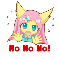 Size: 1000x1000 | Tagged: safe, artist:howxu, fluttershy, anthro, cute, emoji, looking at you, no, reaction image, shyabetes, simple background, transparent background