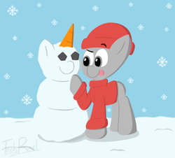 Size: 892x807 | Tagged: safe, oc, pony, commission, snow, snowman, snowpony, solo, winter, your character here