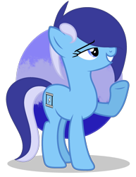 Size: 1596x2068 | Tagged: safe, artist:darkylight, oc, oc only, oc:brushie brusha, earth pony, pony, blue mane, cutie mark, hooves, simple background, smiley face, solo, tail, transparent background