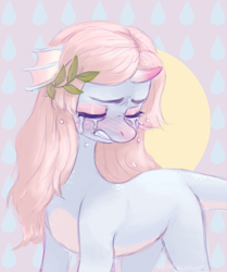 Size: 2512x2998 | Tagged: safe, artist:bloodymrr, oc, oc only, original species, pony, blushing, crying, cute, fins, horn, sad, teeth clenched