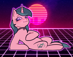 Size: 1628x1272 | Tagged: safe, artist:sb66, oc, oc only, oc:spring starflower, artist, choker, cute, female, retrowave, trans girl, transgender