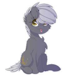 Size: 861x929 | Tagged: safe, artist:ezzerie, oc, oc only, oc:ezzerie, earth pony, pony, :p, chest fluff, digital, piercing, short mane, simple background, sitting, solo, tongue out, transparent background