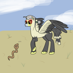 Size: 3000x3000 | Tagged: safe, artist:bojangleee, derpibooru import, bird pone, secretary bird, snake, birb, desert