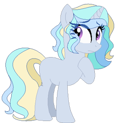 Size: 373x398 | Tagged: safe, artist:thepegasisterpony, derpibooru import, oc, oc only, oc:snowsong, pony, unicorn, female, magical lesbian spawn, mare, offspring, parent:princess celestia, parent:rarity, parents:rarilestia, solo