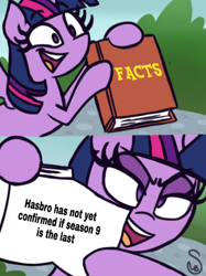 Size: 540x722 | Tagged: safe, artist:quarium edits, derpibooru import, twilight sparkle, twilight sparkle (alicorn), alicorn, season 9, ed edd n eddy, end of ponies, exploitable meme, facts, hilarious in hindsight, inaccurate, meme, sad in hindsight, solo, twilight's fact book