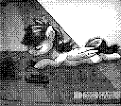 Size: 571x500 | Tagged: safe, artist:alexskleinewelt, artist:tokokami, oc, oc:alex bash, pony, black and white, gameboy camera, grayscale, monochrome, pixel art