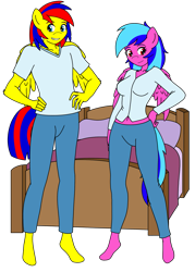 Size: 1039x1450 | Tagged: safe, artist:linedraweer, oc, oc:lightning chaser, oc:lovebug, anthro, anthro oc, bed, commission, female, male, shipping, straight, wings