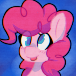 Size: 500x500 | Tagged: safe, artist:provolonepone, pinkie pie, earth pony, pony, bust, cute, diapinkes, eye clipping through hair, portrait, silly face, solo, tongue out