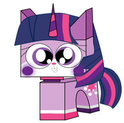 Size: 1024x1020 | Tagged: safe, artist:rainbowzforlife, derpibooru import, twilight sparkle, crossover, lego, simple background, solo, tara strong, the lego movie, transparent background, unikitty, unikitty! (tv series), voice actor joke