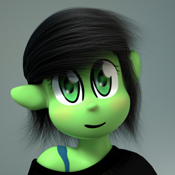 Size: 1080x1080 | Tagged: safe, artist:binary6, oc, oc only, anthro, 3d, 3d model, adoracreepy, clothes, creepy, cute, female, filly, render, uncanny valley