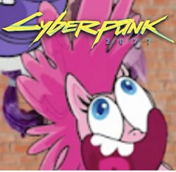 Size: 640x624 | Tagged: safe, edit, pinkie pie, earth pony, pony, my little pony: pony life, cyberponk, cyberpunk 2077, logo, logo edit, ponk