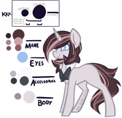 Size: 2487x2412 | Tagged: safe, artist:mcwolfity, oc, oc only, pony, unicorn, bowtie, female, horn, mare, reference sheet, simple background, smiling, solo, text, transparent background, unicorn oc