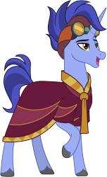 Size: 3000x4941 | Tagged: safe, artist:cloudyglow, derpibooru import, hoo'far, pony, saddle arabian, unicorn, road to friendship, clothes, goggles, male, raised hoof, robes, simple background, solo, stallion, transparent background, vector
