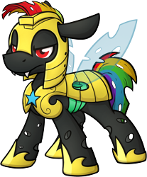 Size: 1520x1839 | Tagged: safe, artist:moemneop, derpibooru import, oc, oc:clyde 2908, changeling, male, royal guard armor, simple background, solo, transparent background