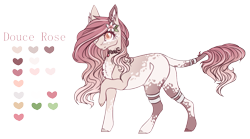 Size: 1075x598 | Tagged: safe, artist:lunawolf28, derpibooru import, oc, oc:douce rose, earth pony, pony, female, mare, reference sheet, simple background, solo, transparent background