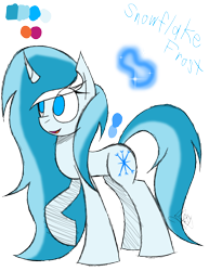 Size: 888x1150 | Tagged: safe, artist:didun850, oc, oc only, oc:snowflake frost, pony, unicorn, eye clipping through hair, female, glow, horn, mare, open mouth, raised hoof, reference sheet, simple background, smiling, solo, transparent background, unicorn oc