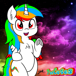 Size: 1000x1000 | Tagged: safe, artist:poncutes, oc, alicorn, pony, belly, bipedal, frog (hoof), hello, hoofbutt, male, solo, stallion, stars, underhoof