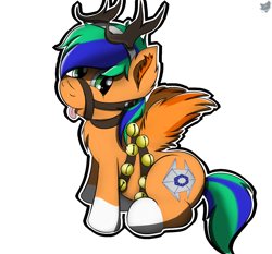 Size: 1500x1400 | Tagged: safe, artist:cloufy, derpibooru import, oc, oc only, oc:naarkerotics, pony, antlers, christmas, holiday, reindeer antlers, solo