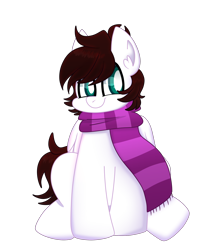 Size: 1692x2000 | Tagged: safe, artist:saveraedae, oc, oc:markpony, pegasus, pony, clothes, looking to the right, male, ponified, scarf, simple background, sitting, smiling, solo, the mark side, transparent background, ych result