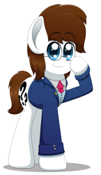 Size: 2700x4655 | Tagged: safe, artist:aarondrawsarts, derpibooru exclusive, oc, oc only, oc:brain teaser, earth pony, anime style, clothes, glasses, lawyer, simple background, solo, suit, transparent background